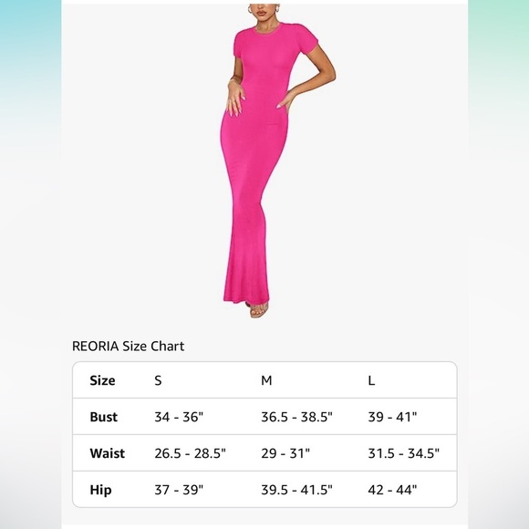 NWT REORIA Casual Lounge Long Dress Elegant Short Sleeve Crew Neck Bodycon Maxi - Picture 6 of 7